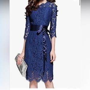 MISSLOOK Women’s Floral Lace Mini Dress 3/4 Sleeve Slim Fit Cocktail Party Dress
